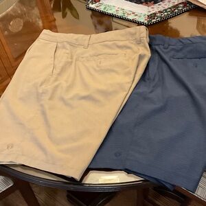 Hang Ten Flat Front Shorts in Tan and Navy